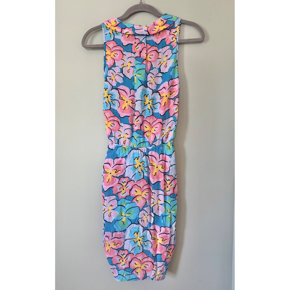 For Love & Lemons Yasmin Floral Mini Dress Blue Pink Plunge V-Neck Large NWT - Picture 12 of 14